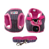 KUTKUT Adjustable No-Pull & No-Choke | Pink Stripes Print Soft Comfortable Breathable Vest Harness and Leash Set for Puppy - kutkutstyle